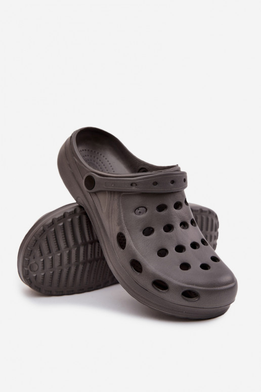 Heren slippers met bandjes voor tuin en zwembad, grijs Heren slippers met bandjes voor tuin en zwembad, grijs