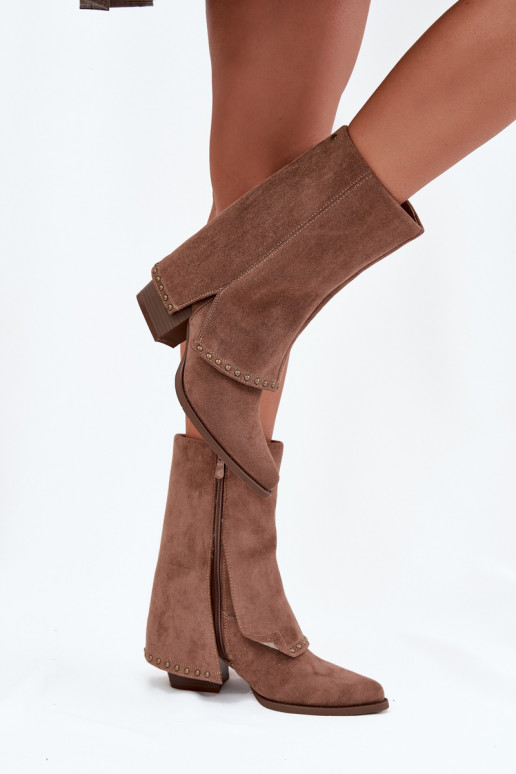 Warme Stiefel mit aufgerichtetem Schaft Vinceza 16516 in Sandfarbe