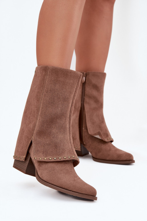 Bottines longues chaudes avec tige redressée Vinceza 16516, couleur sable