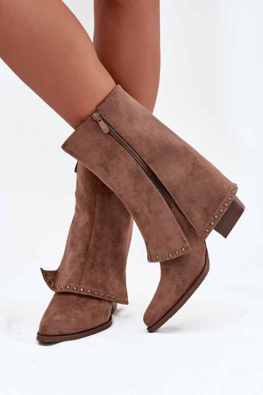 Bottines longues chaudes avec tige redressée Vinceza 16516, couleur sable