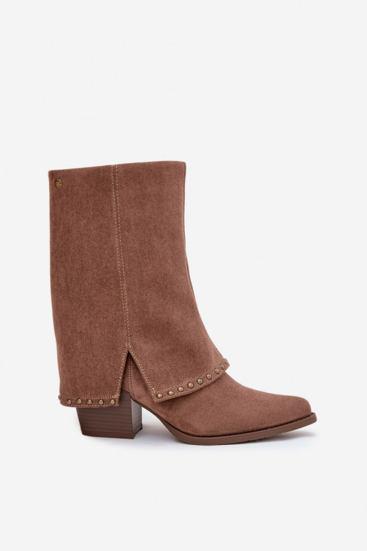 Warme Stiefel mit aufgerichtetem Schaft Vinceza 16516 in Sandfarbe