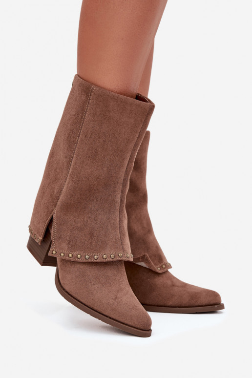 Warme Stiefel mit aufgerichtetem Schaft Vinceza 16516 in Sandfarbe