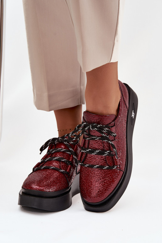 Bottines en cuir véritable laqué Féminin avec une plateforme Artiker 57C2046 Bourgogne
