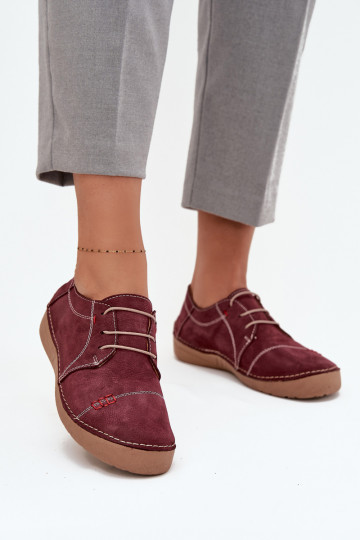 Leren dames schoenen met naden Artiker 57C2111, bordeaux kleur 2