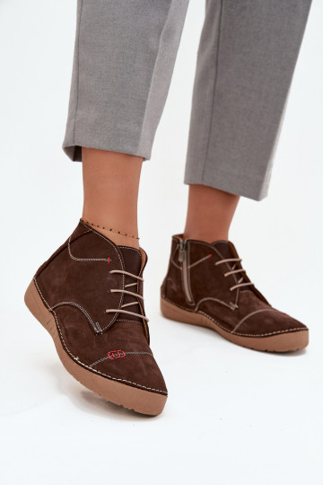 Leer schoenen DamesPrzeszyciami Opar het kasteel Artiker 57C2117 bruine kleur 2