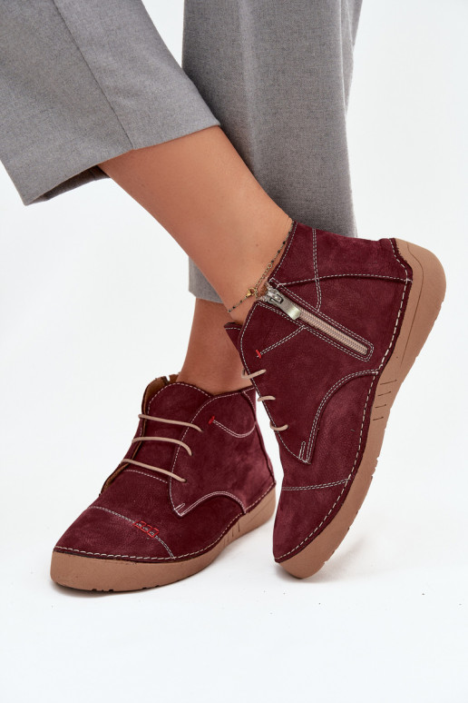 Leer schoenen DamesPrzeszyciami Opar het kasteel Artiker 57C2116 bordeaux