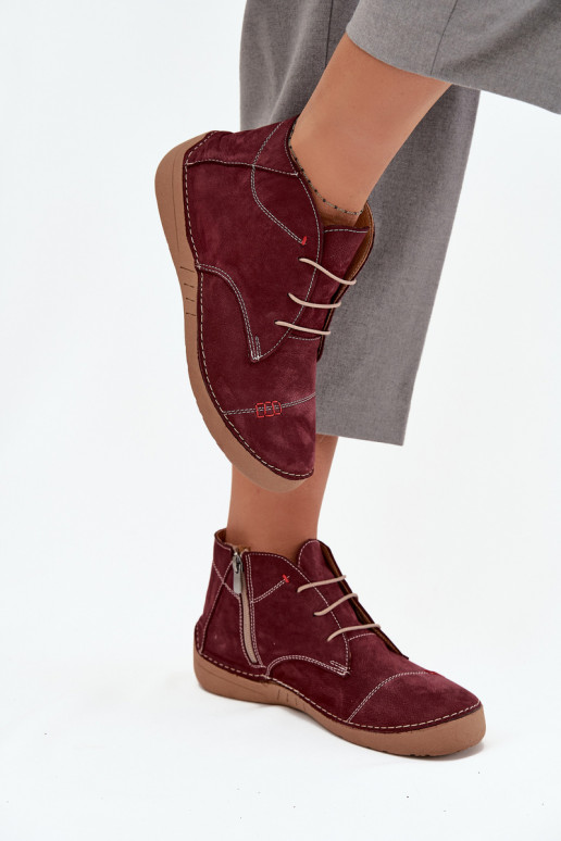 Leer schoenen DamesPrzeszyciami Opar het kasteel Artiker 57C2116 bordeaux