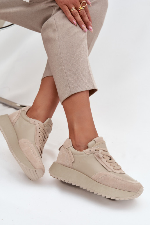 Peau Chaussures modèle baskets Féminin avec une plateforme Artiker 55C0021 beige
