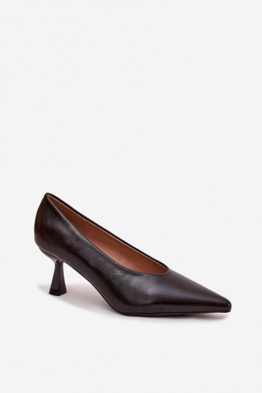 Lakken schoenen met dunne hakken, chocolade kleur Gavrielle Lakken schoenen met dunne hakken, chocolade kleur Gavrielle