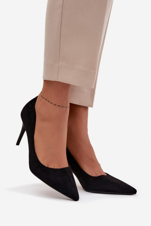 chaussures à talons hauts Fémininen daim écologiqueu couleur noire Elvessa chaussures à talons hauts Fémininen daim écologiqueu couleur noire Elvessa