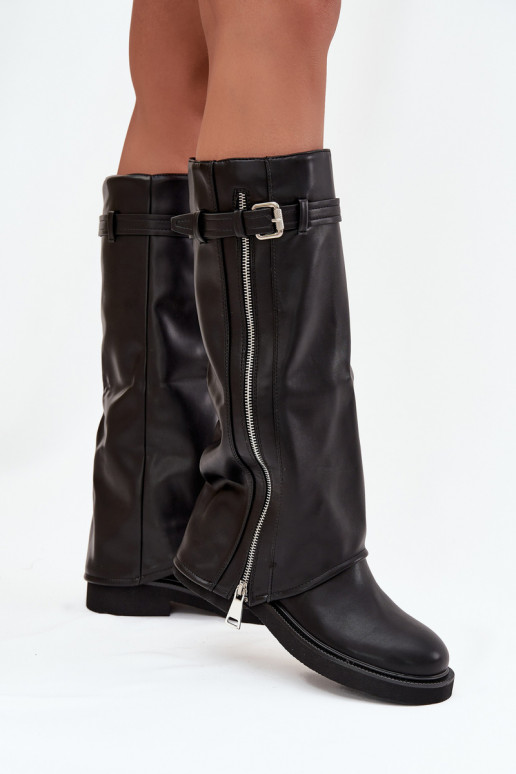 bottes pour femmesDANSyÀiniętą CholeÀką avec boucles I couleur argentm Zamkiem réchauffer couleur noire Bressa