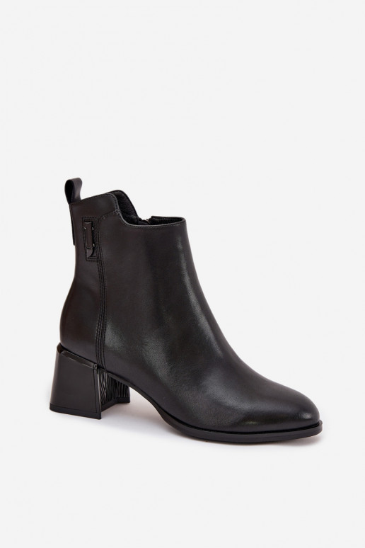 Damenstiefel aus Ermöglichtturleder mit Absätzen sich Zuarm laufen schZuarze Farbe Nolivra