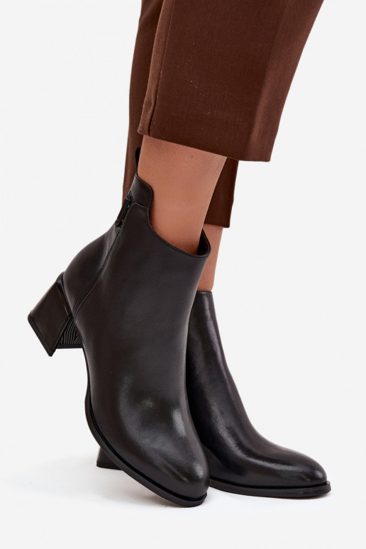 Damenstiefel aus Ermöglichtturleder mit Absätzen sich Zuarm laufen schZuarze Farbe Nolivra