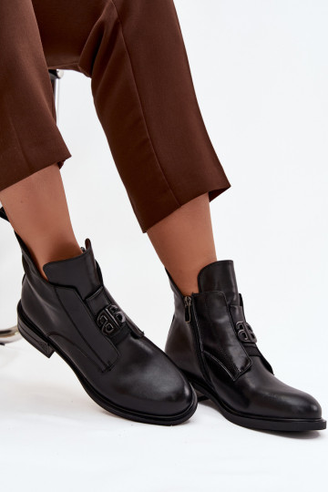 réchauffer Peau Bottes pour femmes Avec des décorations Detalem couleur noire Briselda