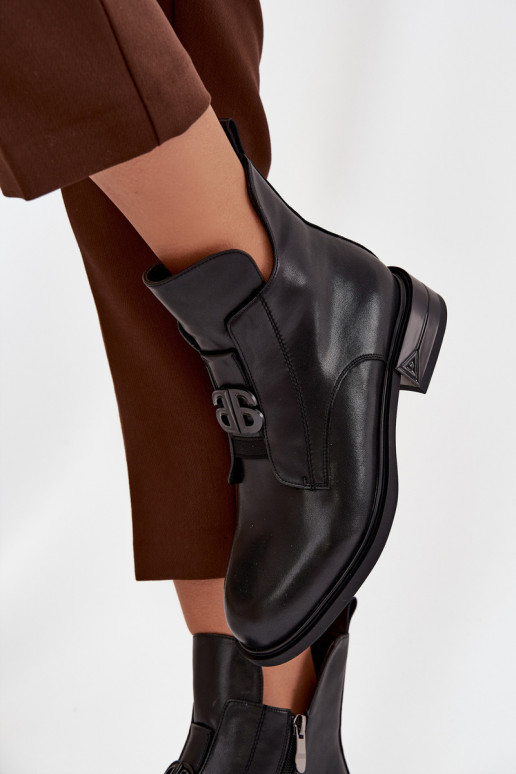 réchauffer Peau Bottes pour femmes Avec des décorations Detalem couleur noire Briselda