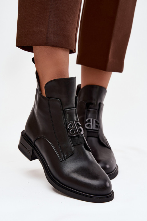 réchauffer Peau Bottes pour femmes Avec des décorations Detalem couleur noire Briselda