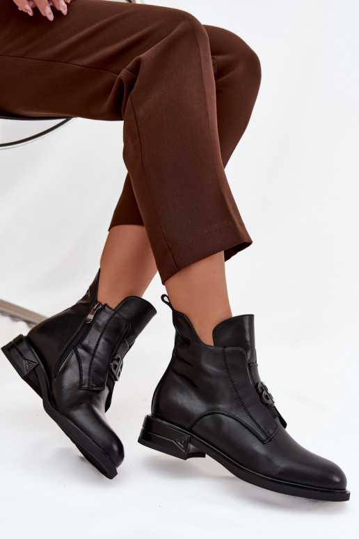 réchauffer Peau Bottes pour femmes Avec des décorations Detalem couleur noire Briselda