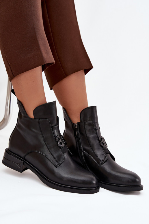 réchauffer Peau Bottes pour femmes Avec des décorations Detalem couleur noire Briselda