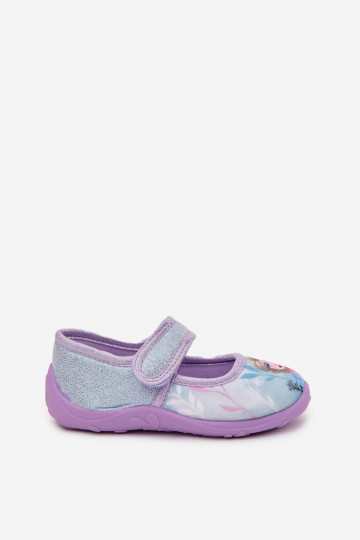 Ballerinas Hausschuhe Kindisch mit Klebeverschlüssen Frozen Gefroren hellblau Olivessa 2