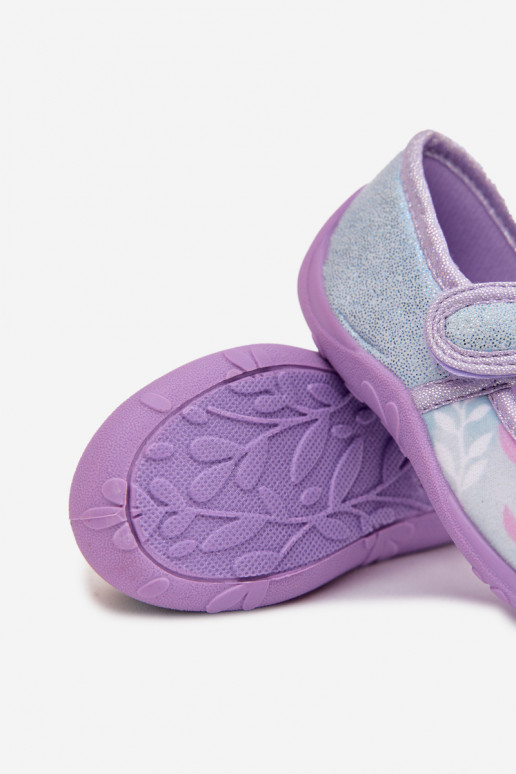ballerines Chaussons Puéril avec attaches adhésives Frozen Congelé bleu clair Olivessa