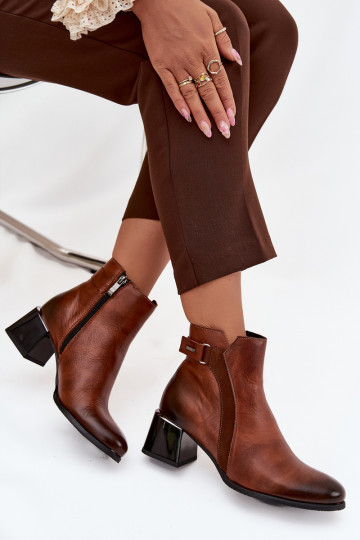 Peau Bottes pour femmes avec des talons réchauffer Zazoo 60563 marron