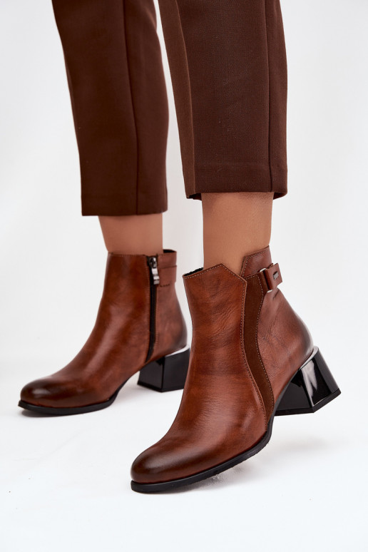 Peau Bottes pour femmes avec des talons réchauffer Zazoo 60563 marron