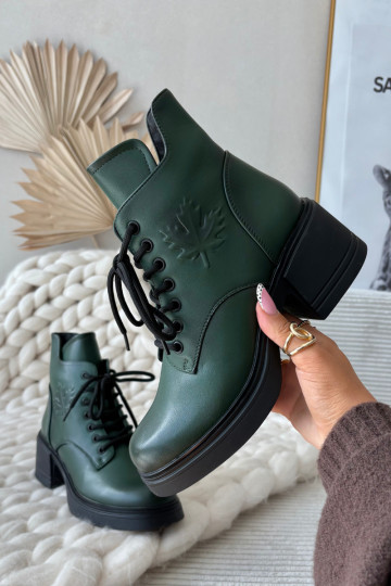 Bottines femme en cuir naturel Klocke réchauffer Vinceza 39950 couleur kaki