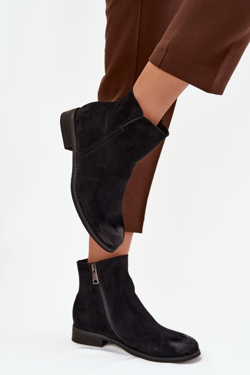 Damenstiefel mit breiten Absätzen Vinceza 39961 schZuarze Farbe