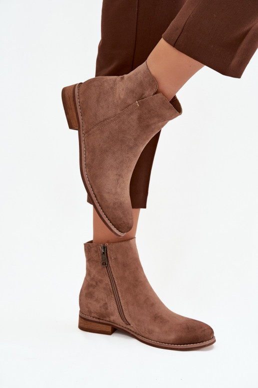 Damenstiefel mit breiten Absätzen Vinceza 39961 braune Farbe