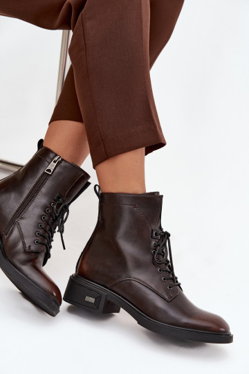 DamenstiefelErmöglichtturalnej Skóry Auf niedrigem Absatz sich Zuarm laufen Vinceza 39955 CzekoladoZue