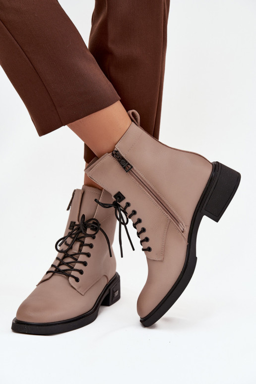 Bottes pour femmesActivéturalnej Skóry Sur un talon bas réchauffer Vinceza 39955 beige