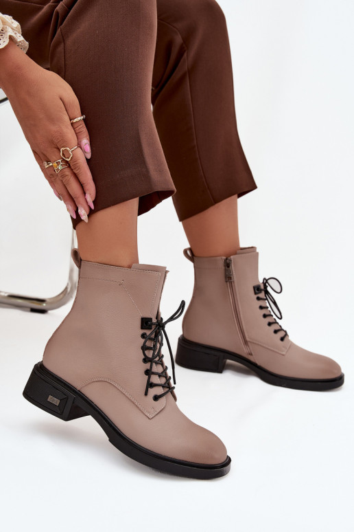 Bottes pour femmesActivéturalnej Skóry Sur un talon bas réchauffer Vinceza 39955 beige