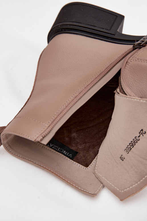 Bottes pour femmesActivéturalnej Skóry Sur un talon bas réchauffer Vinceza 39955 beige