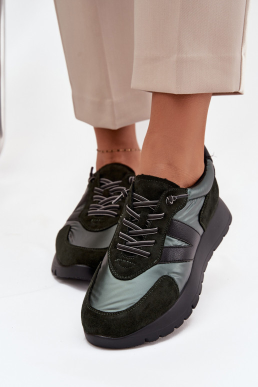 Sneakers model schoenen Dames met platform Vinceza 58561 kaki kleuren