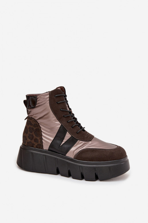 Dameslaarzen opInarmen met platform Vinceza 58562 bruine kleur