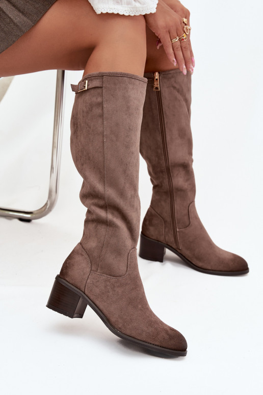 Bottes chaudes avec des talons avec boucles dorées Vinceza 58589 beige Bottes chaudes avec des talons avec boucles dorées Vinceza 58589 beige