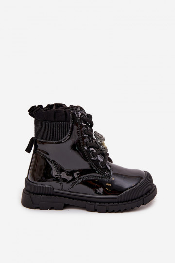 avec effet vernis Bottes Puéril réchaufferPrzypinką Nounours couleur noire Fionessa 2