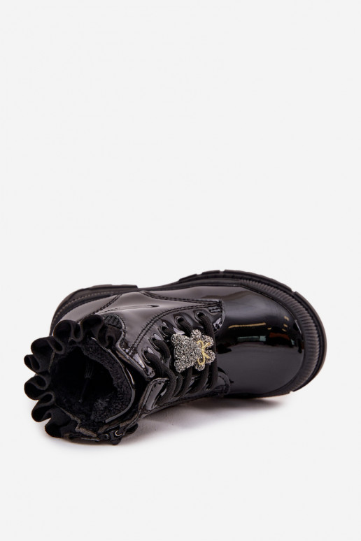 mit Lackeffekt Stiefel Kindisch sich Zuarm laufenPrzypinką Teddybären schZuarze Farbe Fionessa mit Lackeffekt Stiefel Kindisch sich Zuarm laufenPrzypinką Teddybären schZuarze Farbe Fionessa