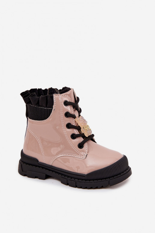 mit Lackeffekt Stiefel Kindisch sich Zuarm laufenPrzypinką Teddybären Beige Fionessa mit Lackeffekt Stiefel Kindisch sich Zuarm laufenPrzypinką Teddybären Beige Fionessa