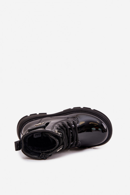 réchauffer Bottes Puéril Au Château avec effet vernis couleur noire Alverina