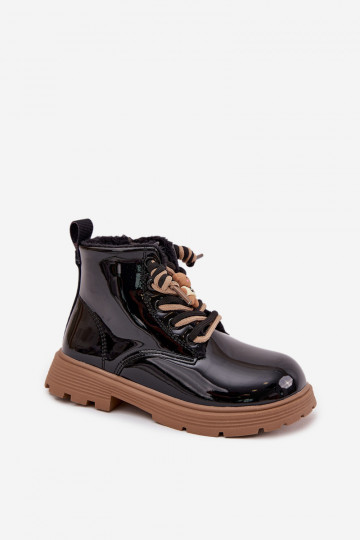 réchauffer Bottes Puéril avec effet vernisPrzypinką Nounours couleur noire Jovellea