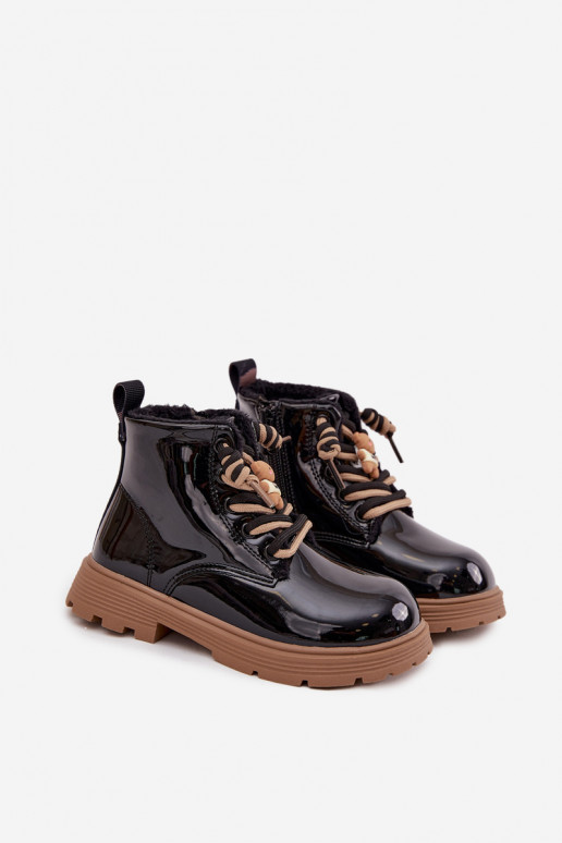 réchauffer Bottes Puéril avec effet vernisPrzypinką Nounours couleur noire Jovellea