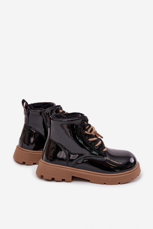 réchauffer Bottes Puéril avec effet vernisPrzypinką Nounours couleur noire Jovellea