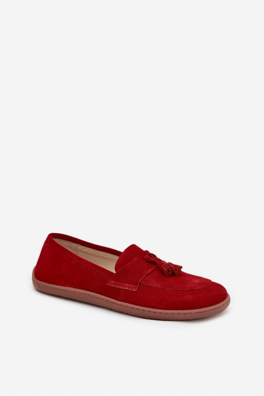 Leer Suède mocassins Typu Barefoot Zazoo 322 rood