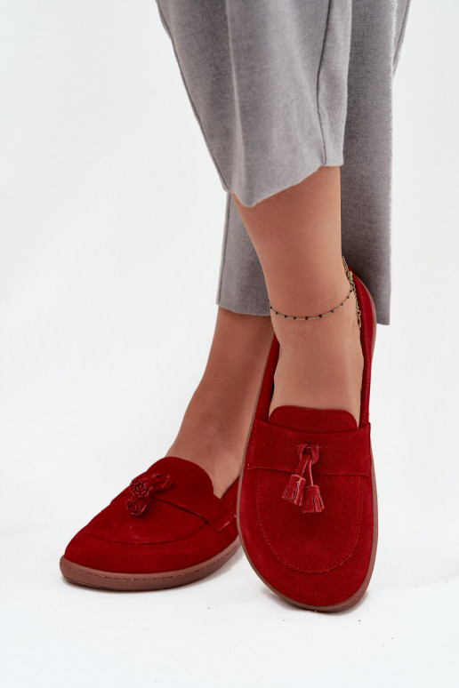Leer Suède mocassins Typu Barefoot Zazoo 322 rood
