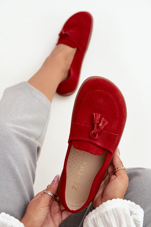 Leer Suède mocassins Typu Barefoot Zazoo 322 rood