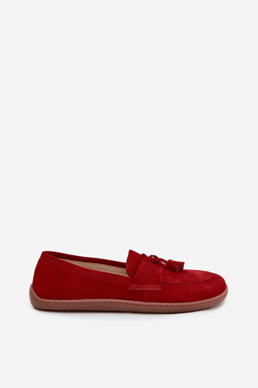 Leer Suède mocassins Typu Barefoot Zazoo 322 rood