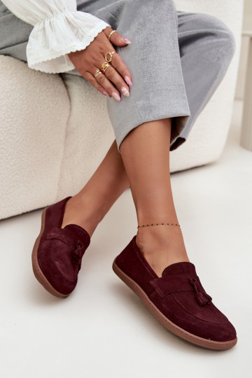 Leer Suède mocassins Typu Barefoot Zazoo 322 bordeaux