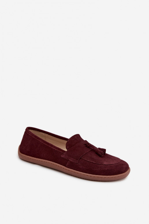Leer Suède mocassins Typu Barefoot Zazoo 322 bordeaux