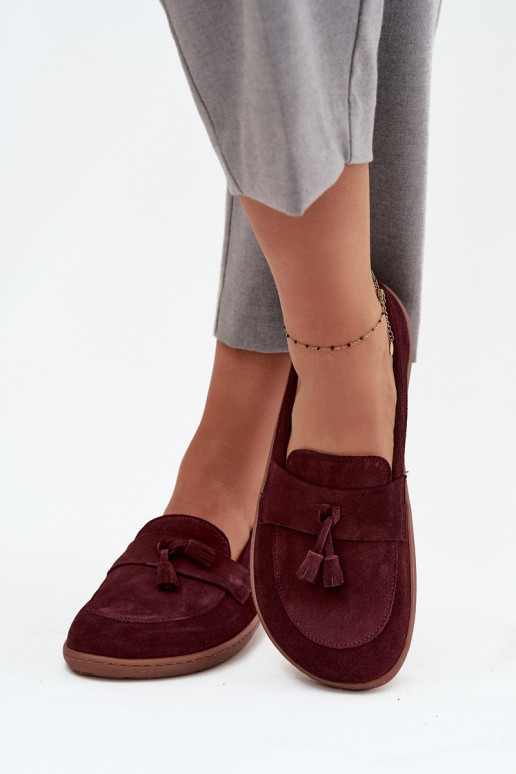 Leer Suède mocassins Typu Barefoot Zazoo 322 bordeaux